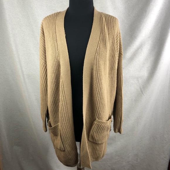 Arizona Jean Company Sweaters - Tan Lace Up Sides Arizona Jean Co. Cardigan